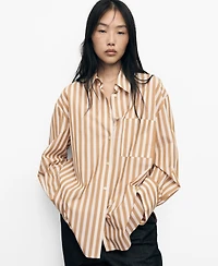 Mango Women's Oversize Striped Shirt