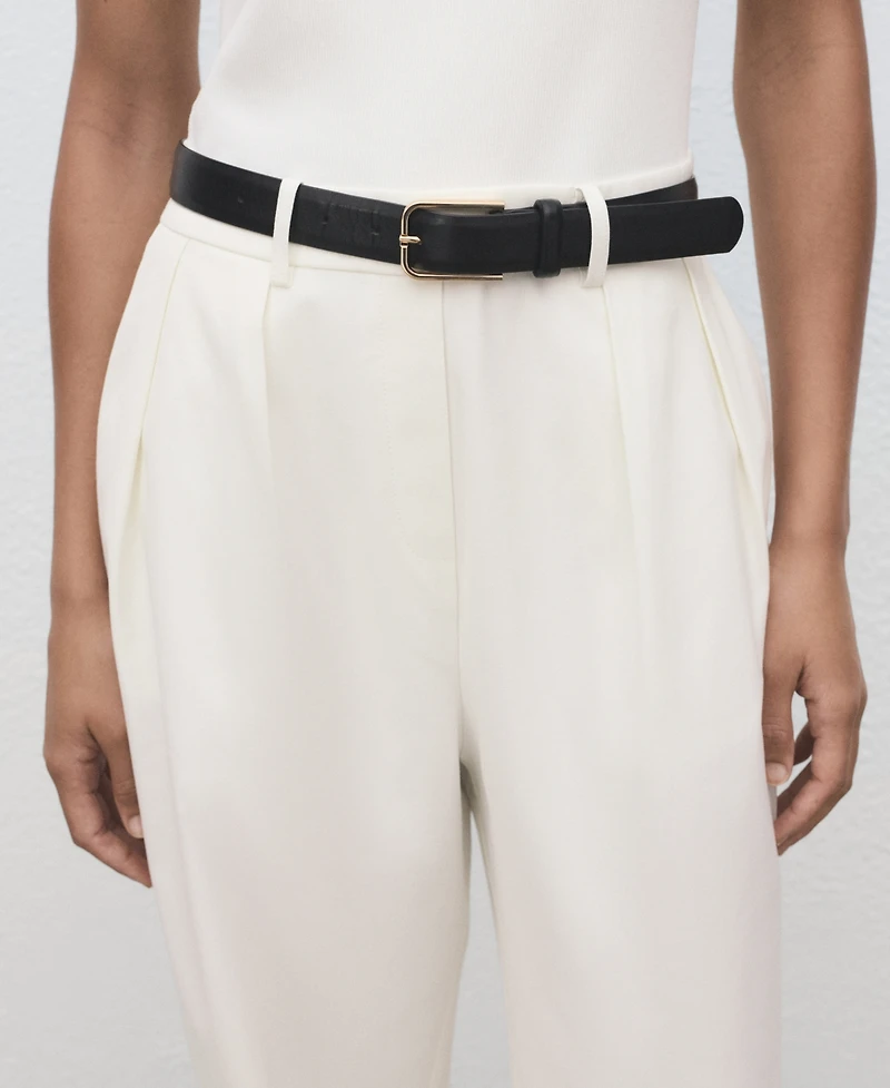 Mango Women's Belted Combined-Fabric Jumpsuit