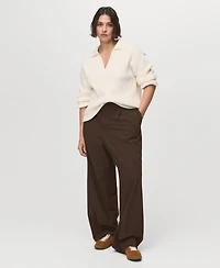 Mango Women's Low-Rise Wide-Leg Pants