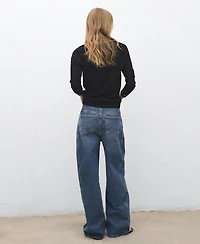 Mango Women's Contrasting V-Neck Sweater