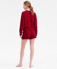 Calvin Klein Womens Cropped Plush Lounge Sweatshirt Plush Shorts