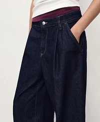 Mango Women's Wide Leg Pleated Jeans