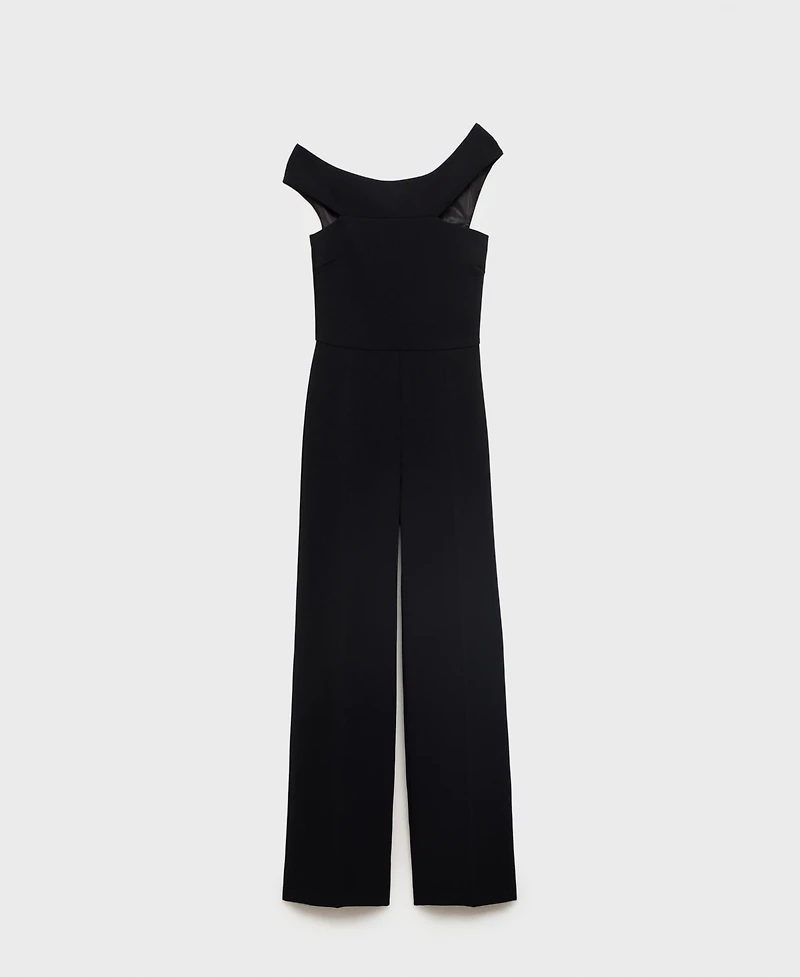 Mango Women's Asymmetrical Neck Long Jumpsuit