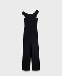 Mango Women's Asymmetrical Neck Long Jumpsuit