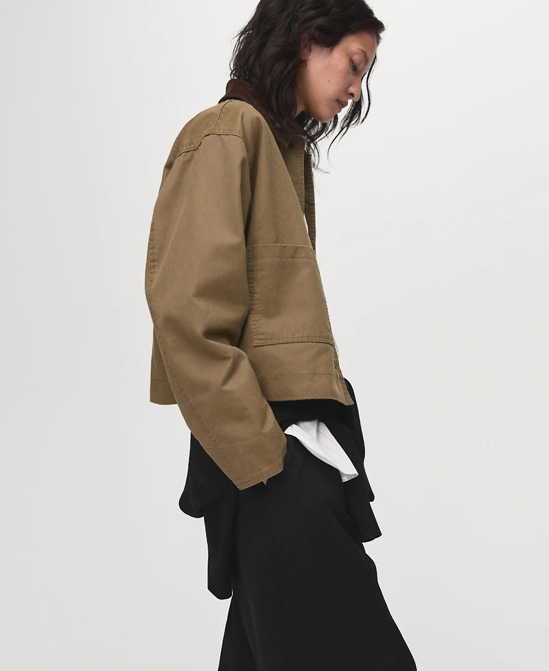 Mango Women's Corduroy Collar Denim Jacket