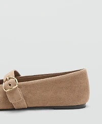 Mango Women's Suede Leather Ballet Flats