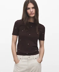 Mango Women's Rhinestones Detail Knitted Sweater