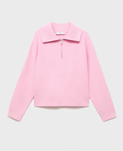 Mango Women's Zip Collar Knitted Sweater