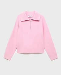 Mango Women's Zip Collar Knitted Sweater