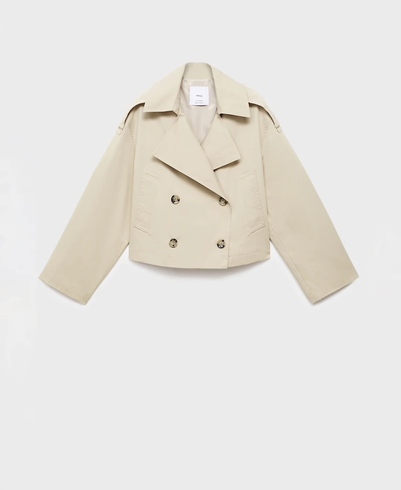 Mango Women's Double-Breasted Cropped Trench Coat