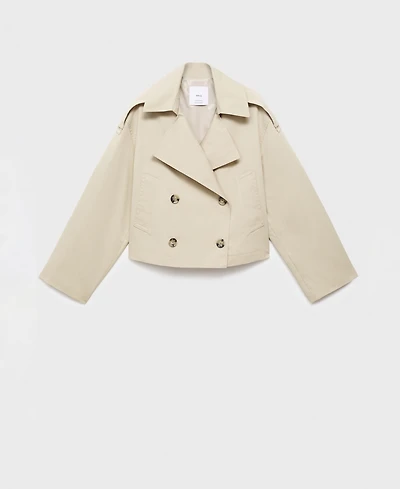 Mango Women's Double-Breasted Cropped Trench Coat