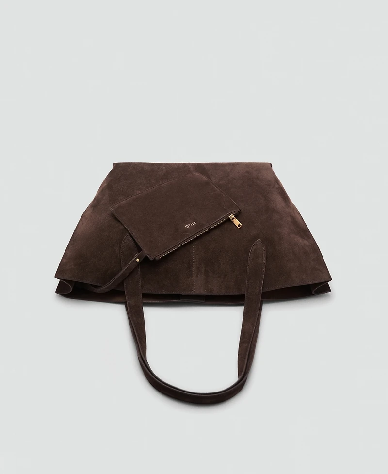Mango Women's Suede Shopper Bag