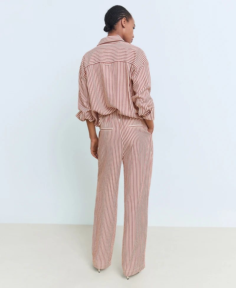 Mango Women's Pleated Striped Pants