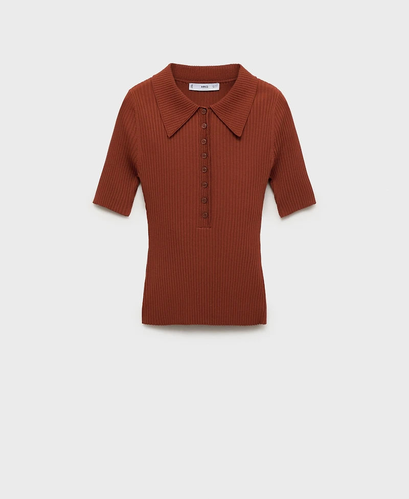 Mango Women's Polo Neck Ribbed Sweater