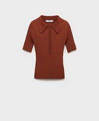Mango Women's Polo Neck Ribbed Sweater