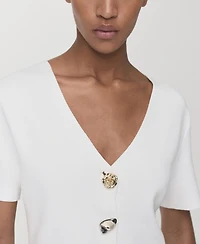 Mango Women's Jewel Button Knitted Cardigan