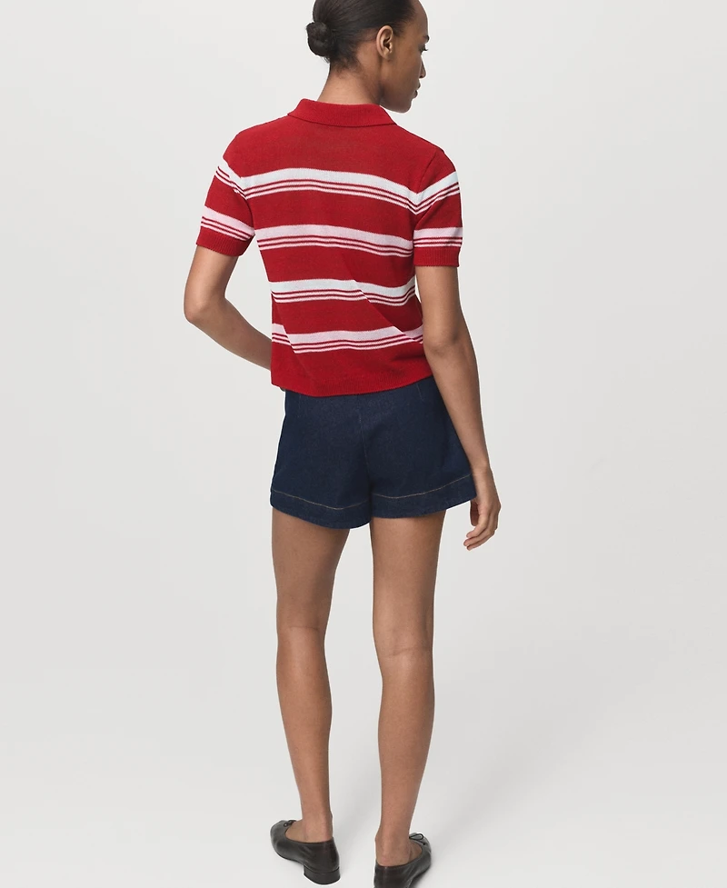 Mango Women's Striped Polo Neck Sweater