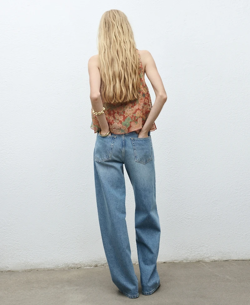 Mango Women's Floral Pleated Blouse