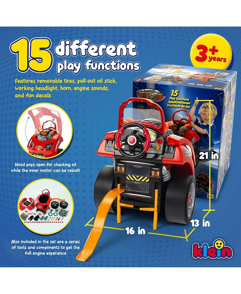 Theo Klein Interactive Toy Car and Engine Service Maintenance Station Play Set