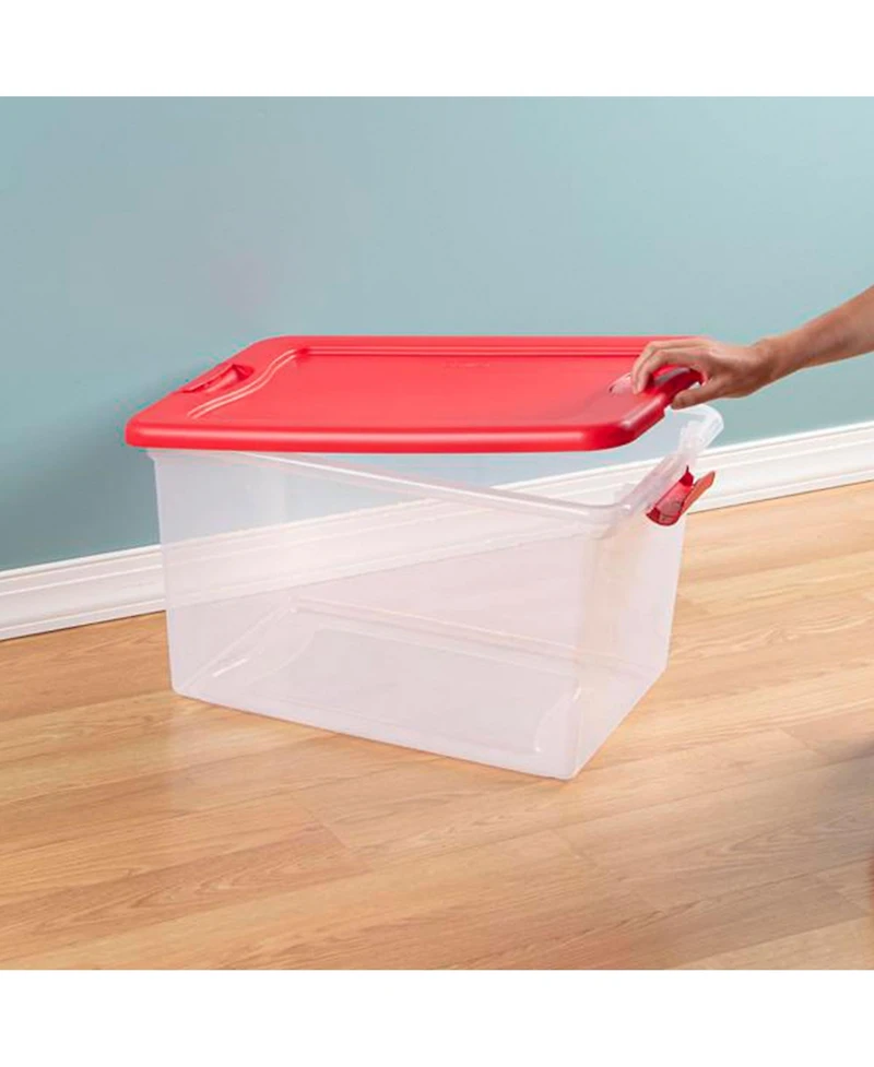 Sterilite 64 Qt. Clear Plastic Latching Lid Storage Bin Container Tote, 12 Pack