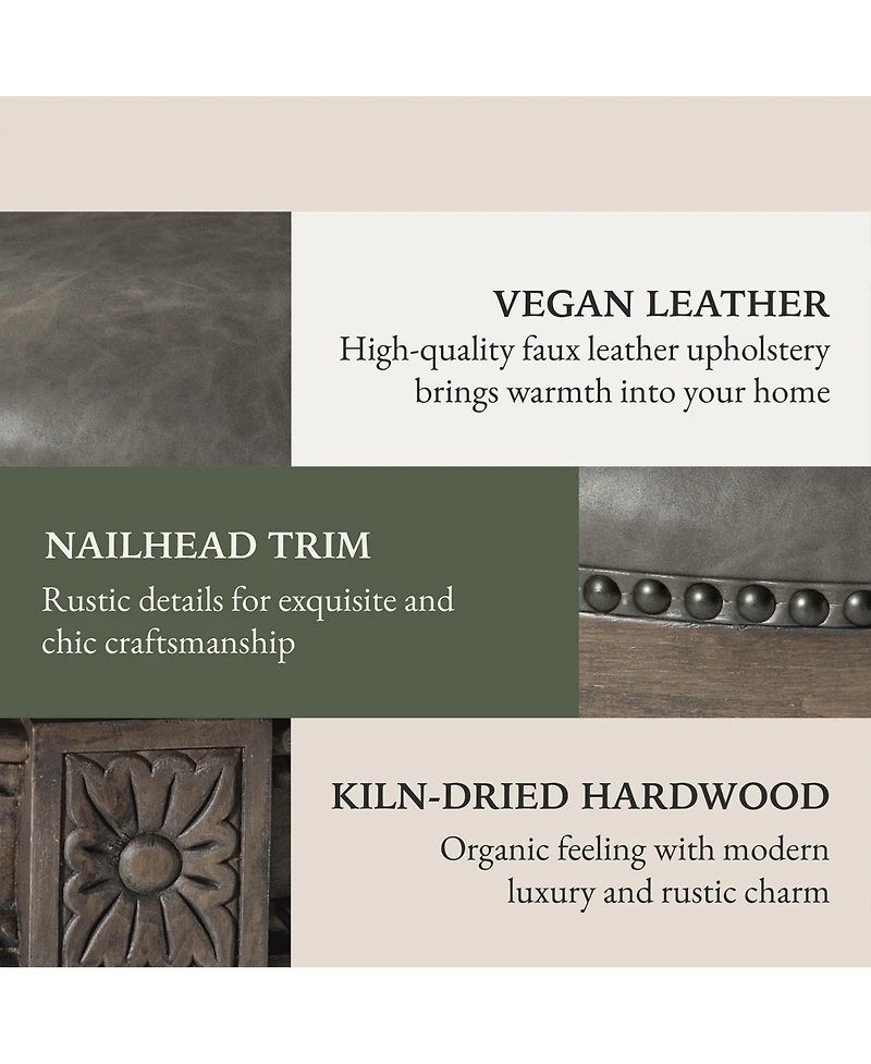 Maven Lane Pullman Bar Stool in Reclaimed Oak Finish, Ronan Stone, Set of 2