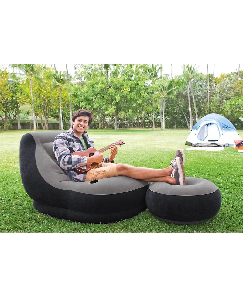 Intex 120V Ac Electric Air Pump & Inflatable Ultra Lounge Chair And Ottoman Set