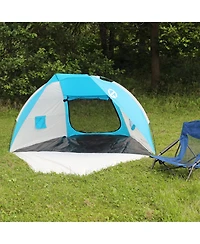 Tahoe Gear Cruz Bay Summer Sun Shelter and Beach Shade Tent Canopy, Blue & White