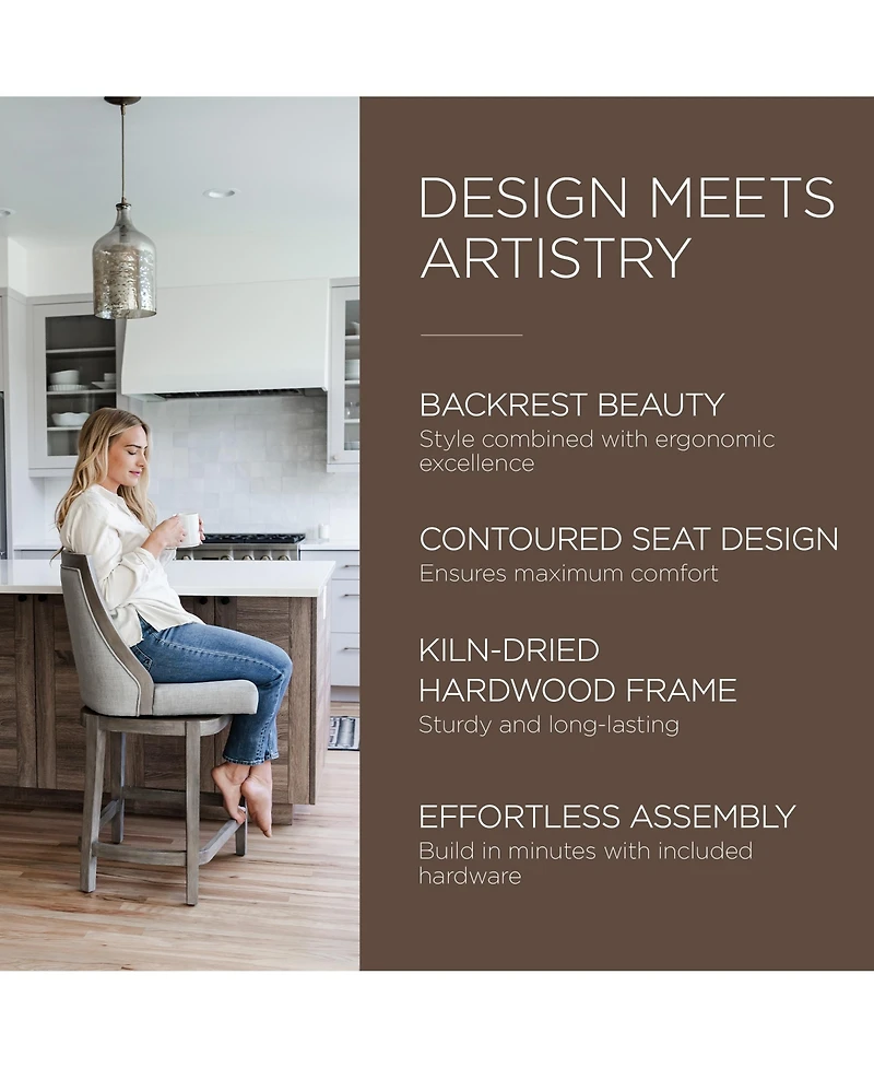 Maven Lane Vienna Counter Stool in Reclaimed Oak Finish, Ash Grey, Set of 2