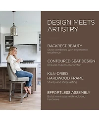 Maven Lane Vienna Counter Stool in Reclaimed Oak Finish, Ash Grey, Set of 2