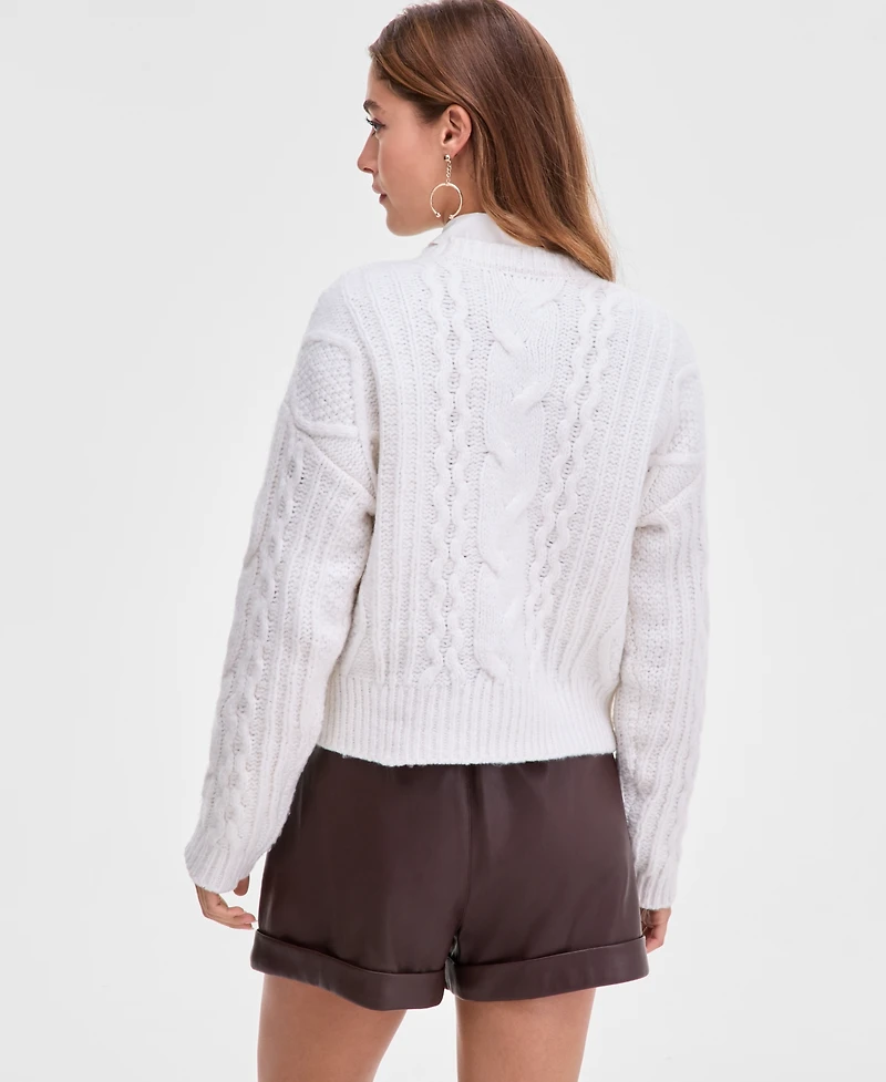 Bar Iii Women's Cropped Cable-Knit Sweater