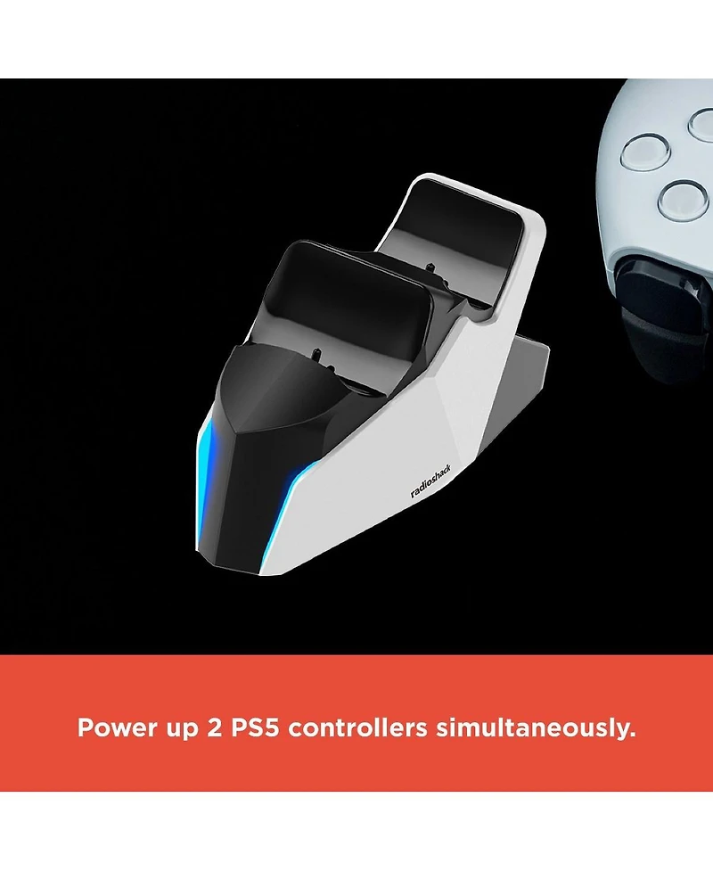 RadioShack Dual Charging Dock for PS5 Controllers For 2 Controllers With Type C Charging Port and Smart Led Contact Indicators 2606070