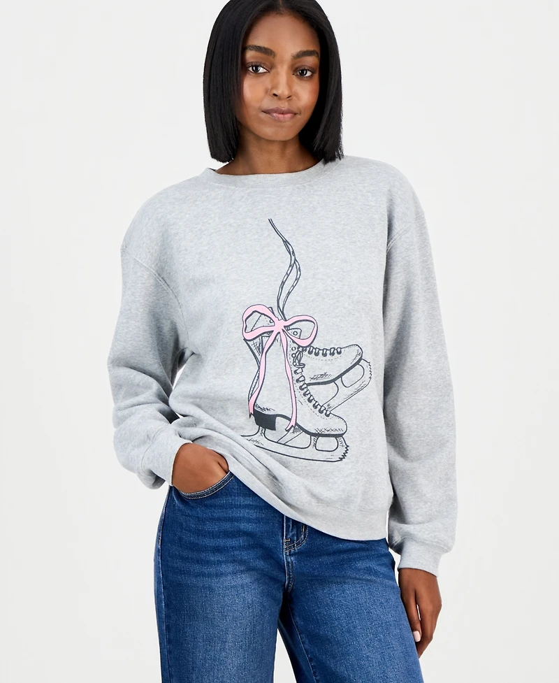 Grayson Threads, The Label Juniors' Ice Skates Graphic-Print Sweatshirt