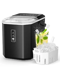Sugift 26lbs/24H Portable Countertop Self-Cleaning Ice Maker, 9 Bullet Cubes in 6 Mins with Handle