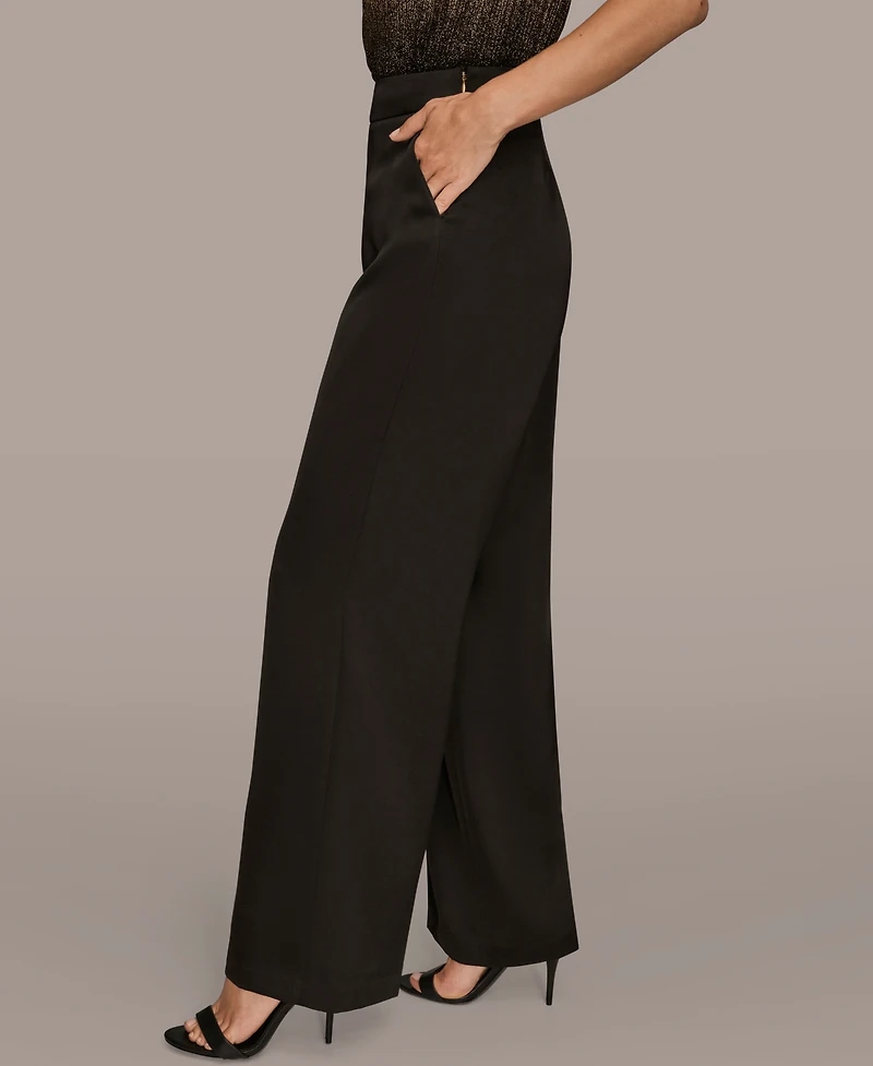 Donna Karan New York Women's Charmeuse High Rise Wide Leg Pants