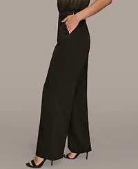 Donna Karan New York Women's Charmeuse High Rise Wide Leg Pants