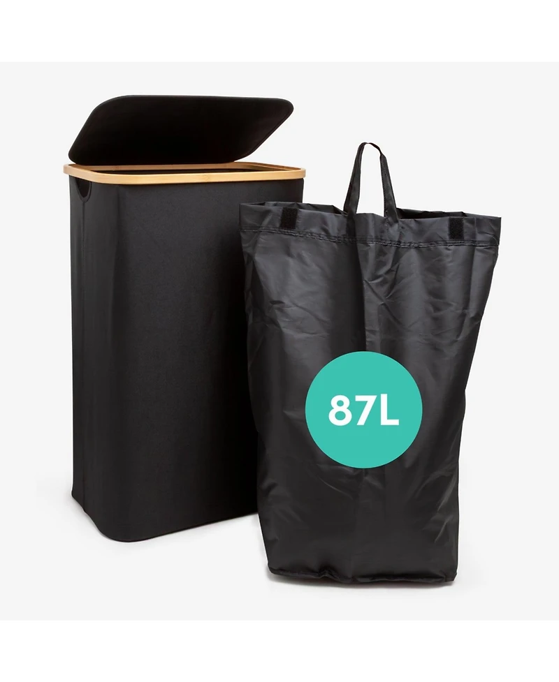 Qualiazero 87L Single Hamper with Removable Bag - Black