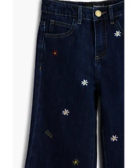 Desigual Girls's Embroidered cropped wide jeans