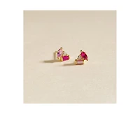 Sterling Silver Ruby and Pink Sapphire Celeste Stud Earrings