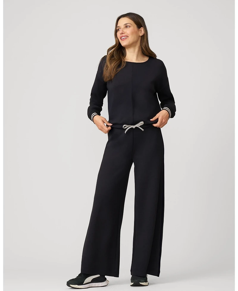 Cable & Gauge Boat Neck Top Wide Leg Pant Lounge Set
