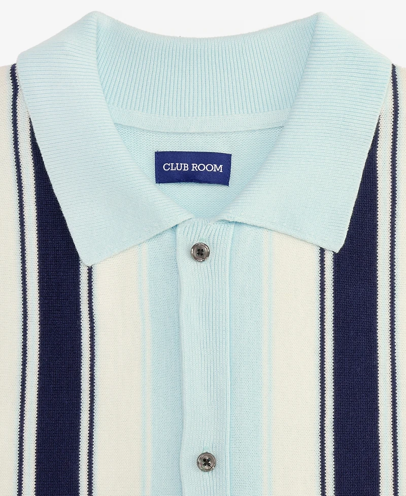 Club Room Men's Cotton Striped Button Polo Sweater, Macy's Exclusive