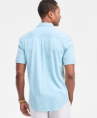 Club Room Men's Pima Cotton Medal Print Short-Sleeve Button-Up Knit Shirt, Macy's Exclusive