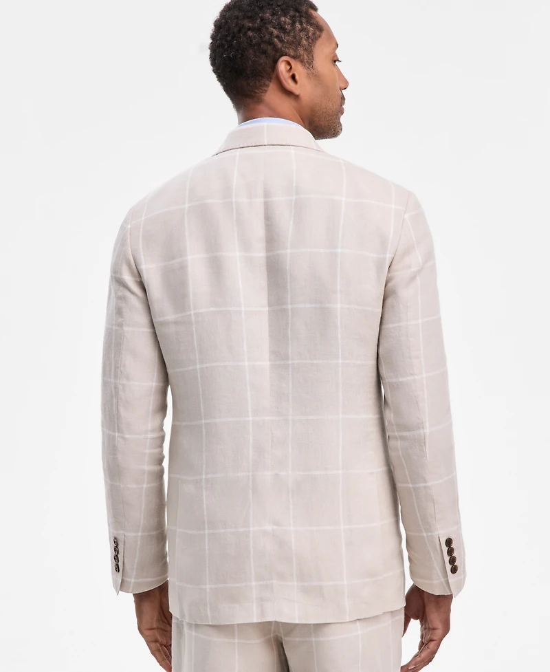 Club Room Men's Classic-Fit Window Pane Linen Blazer, Macy's Exclusive