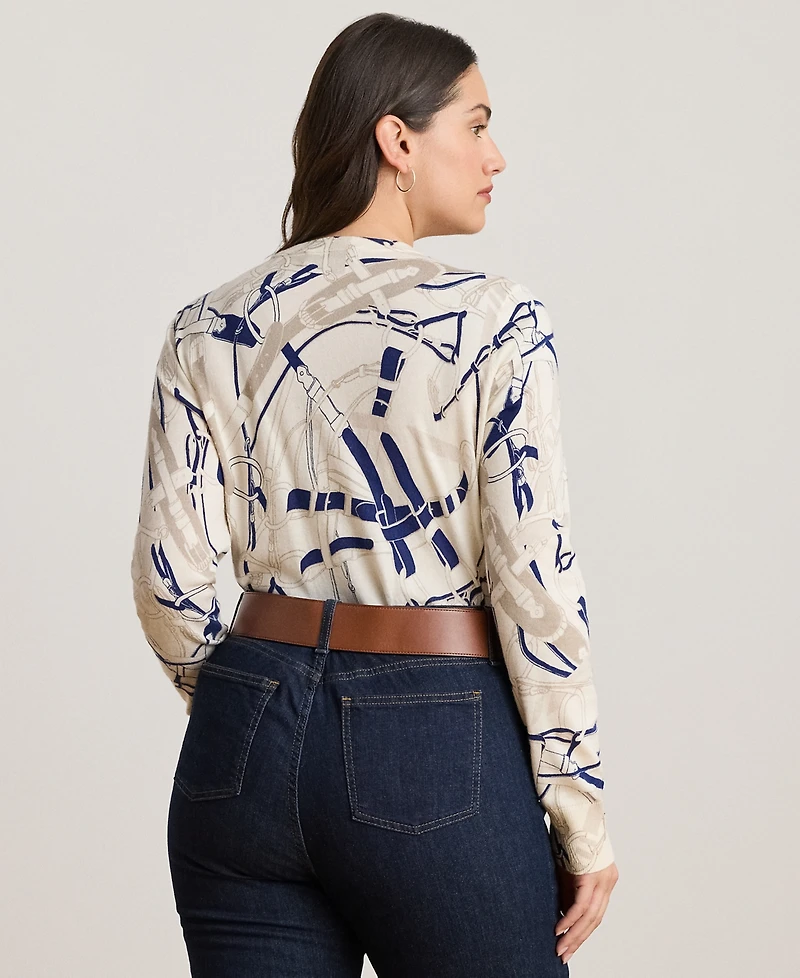 Lauren Ralph Plus Belting-Print Slim Fit Sweater