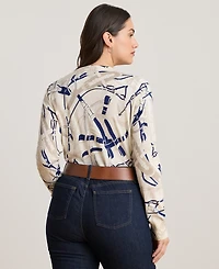 Lauren Ralph Plus Belting-Print Slim Fit Sweater