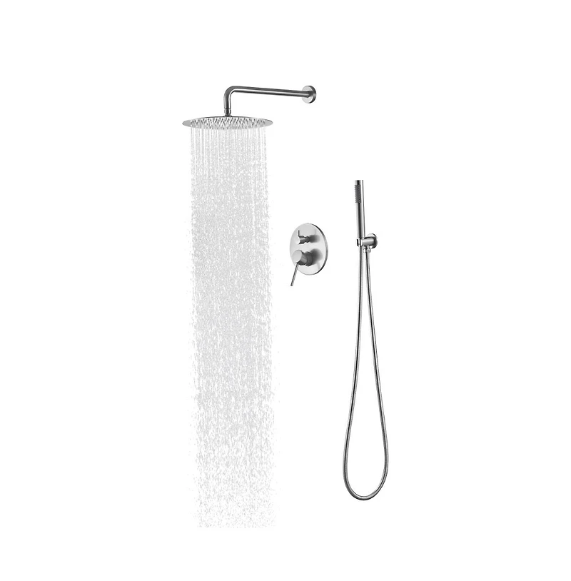 Rainsken Shower System, Wall Mounted Shower Faucet Set for Bathroom with High Pressure 10" Stainless Steel Rain Shower head Handheld Shower Set,