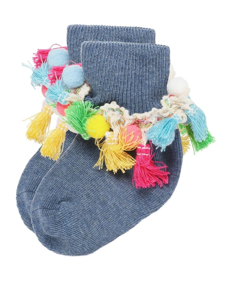 Memoi Pom-Pom-Palooza Girls Ankle Socks