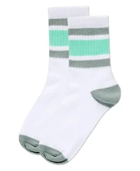 Memoi Little Girls Neon Stripe Cotton-Rich Crew Sock