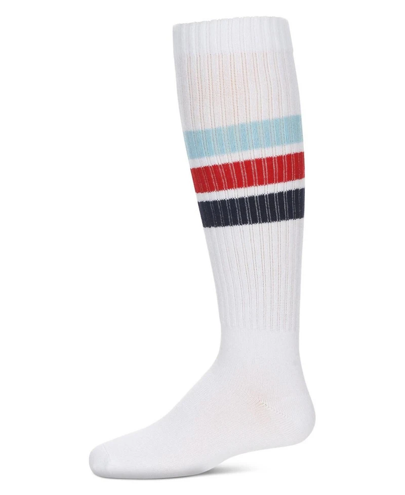 Memoi Little Girls Triple Stripe Knee High Socks