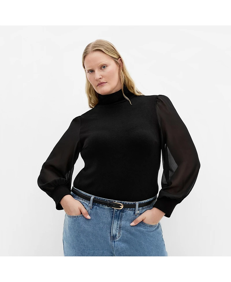 City Chic Plus Sheer Sleeve Sweater