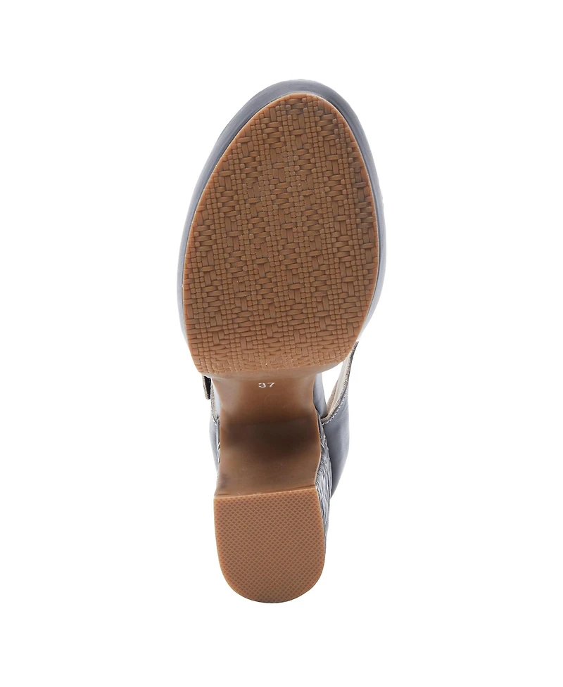 L'Artiste Women's Debbihary Hand-Painted Leather Mary Jane Pumps with Rose Embossing, Cutouts, Adjustable Strap, and 4-Inch Leather-Wrapped Heel – Ele